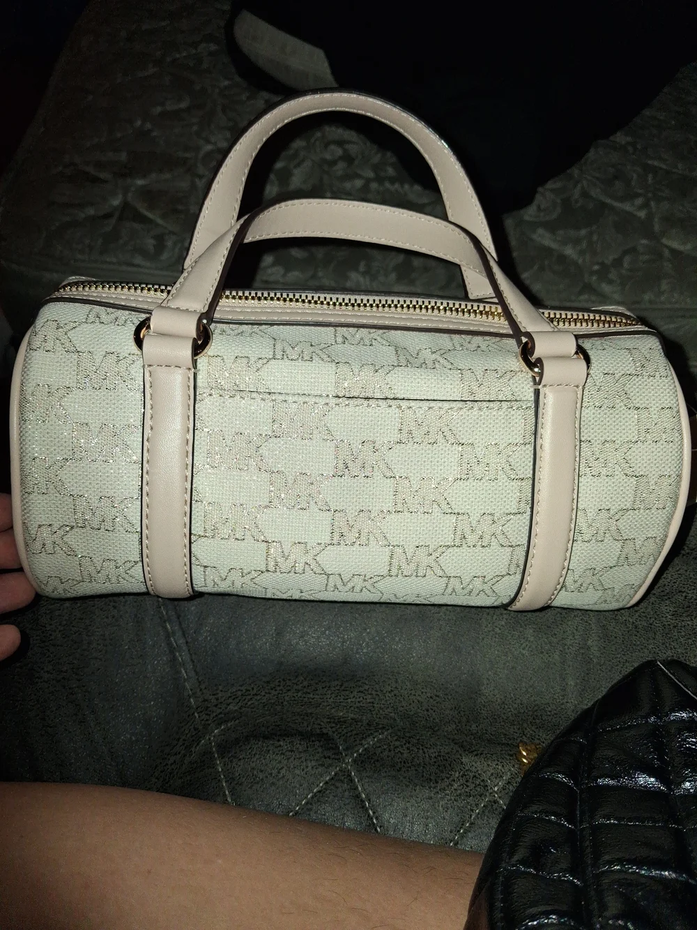Michael Kors Cream and Gold Logo Satchel